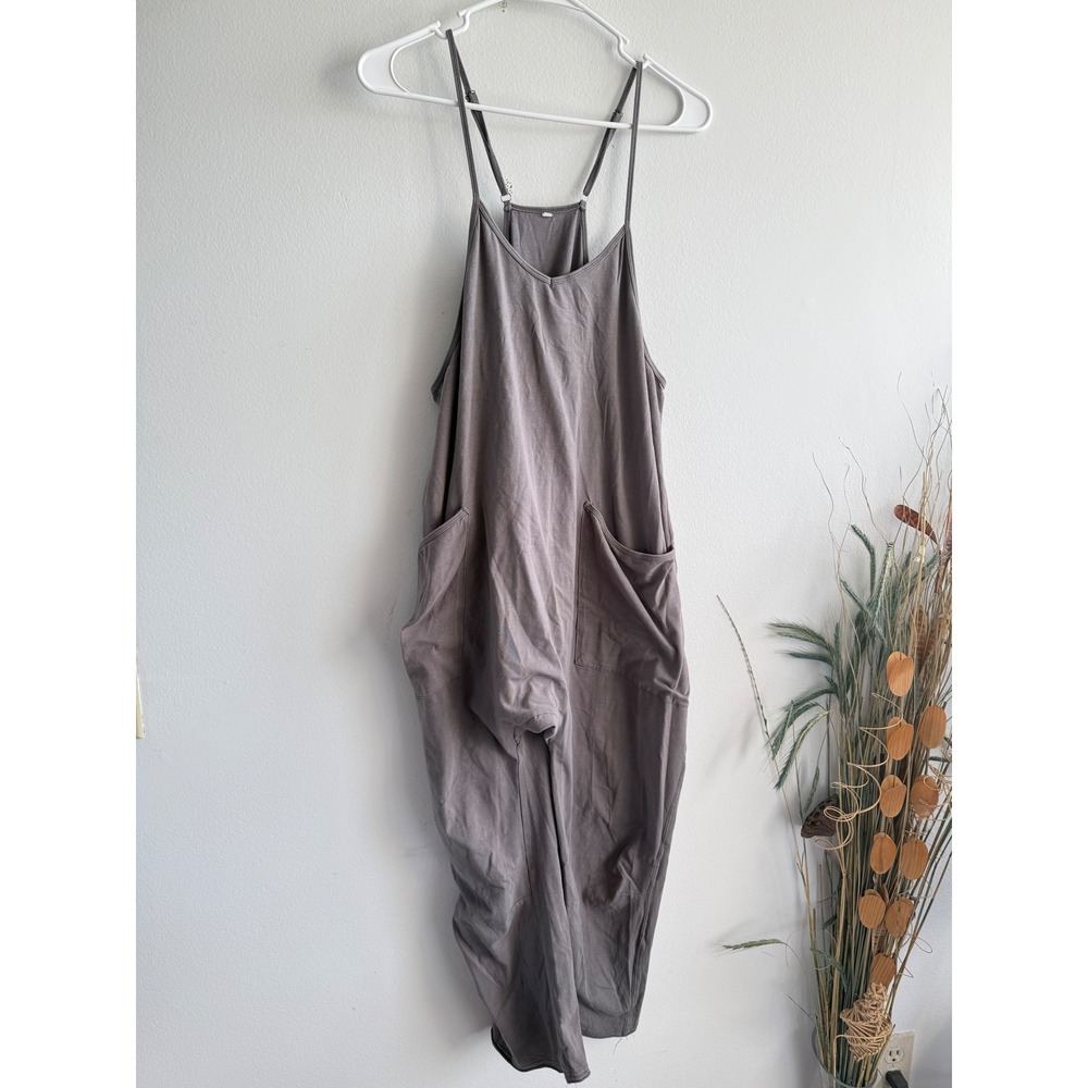 Fashion Gray Slouchy Harem Jumpsuit Womens Small Cotton Spandex CQ-941M Pocket